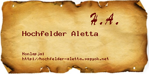Hochfelder Aletta névjegykártya